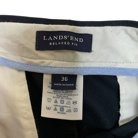 Land's End Relaxed Fit Pleated Front Dress Pants Black Office Uniform Men's 36 - Picture 5 of 6